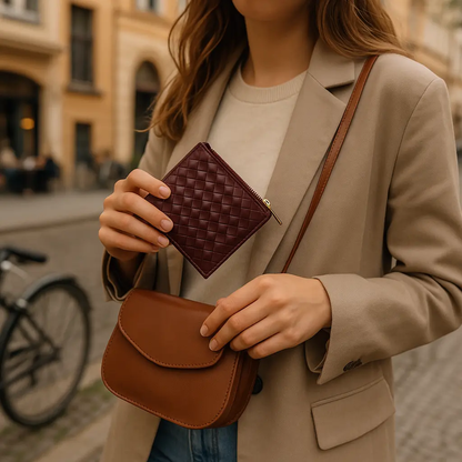 WOVEN LEATHER SMALL WALLET