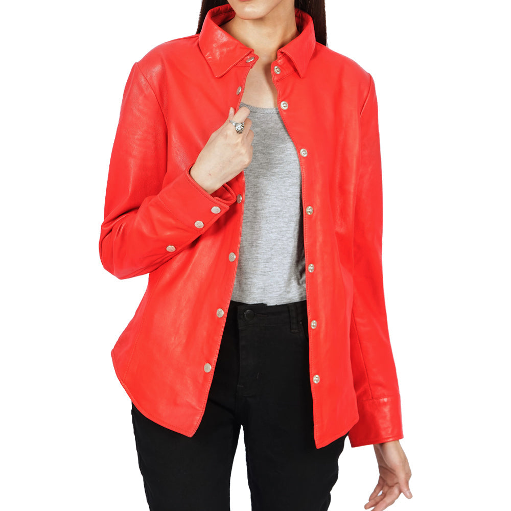 Beth Button-Up Leather Shirt