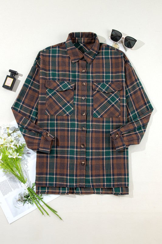 Plaid Button-Up Chest Pocket Shacket