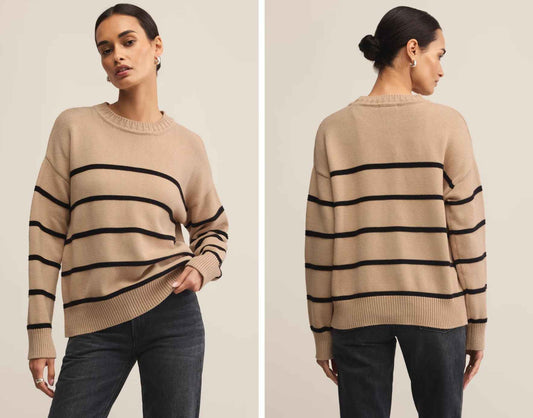 Z SUPPLY BOYFRIEND STRIPED COTTON SWEATER