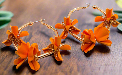 Sunny Blossom Hoop Earrings – Gold Flower Hoop Earrings
