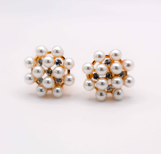 Pearly Floral Elegance Clip-On Earrings