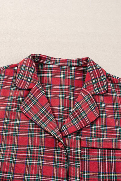 Plus Size Christmas Plaid Shirt and Pants Set