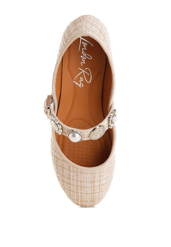 Noyama Charms Embellished Tweed Mary Janes