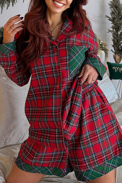 Plaid Patchwork Christmas Pajama Set