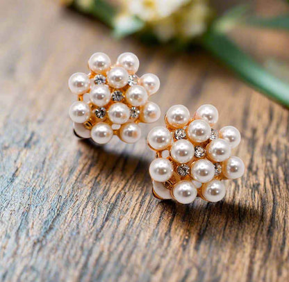 Pearly Floral Elegance Clip-On Earrings