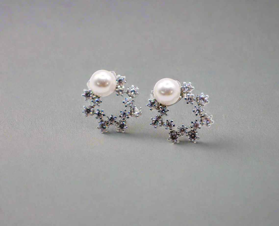 Pearlescent Elegance White Gold Earrings
