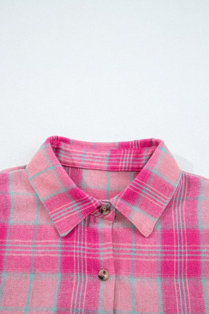 Plaid Button-Up Long Sleeve Pocketed Shirt