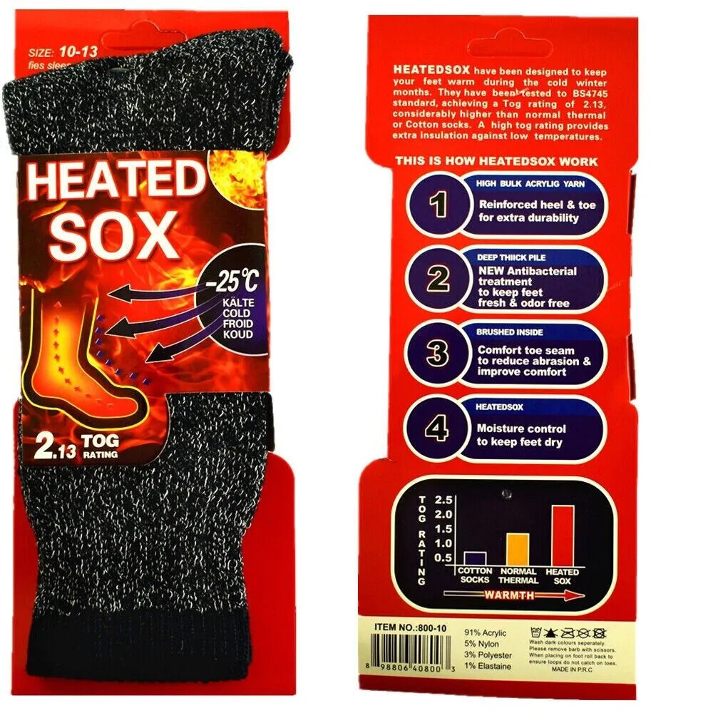 Mens thermal socks Heated winter friendly Warm  Boot Sox thick Duty Size 10-13