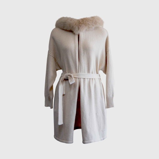 Cashmere Wrap Cardigan with Fox Fur – Cashmere Cardigan, Fur Trim