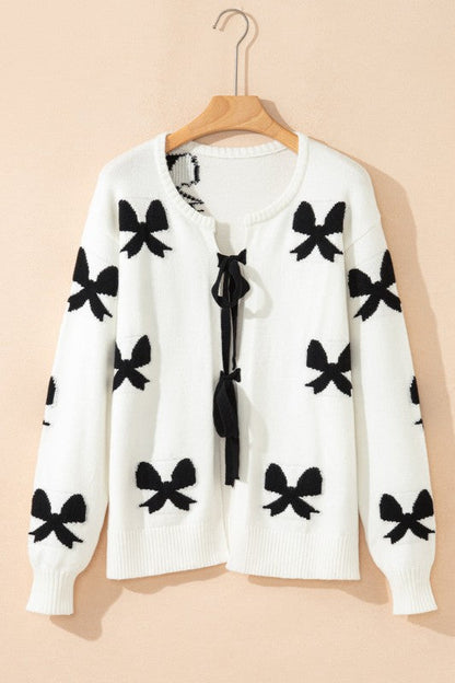 Bow Lace-up Sweater Cardigan