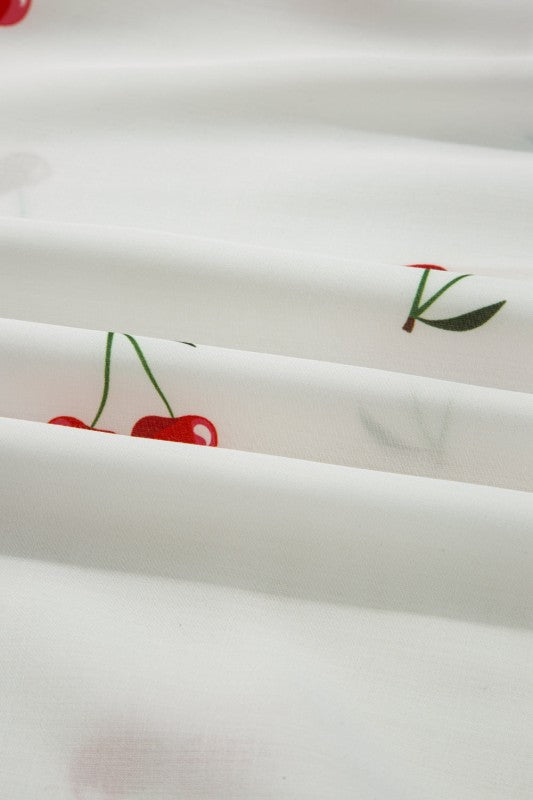 Cherry Frilled Collar 3/4 Sleeve Babydoll Blouse