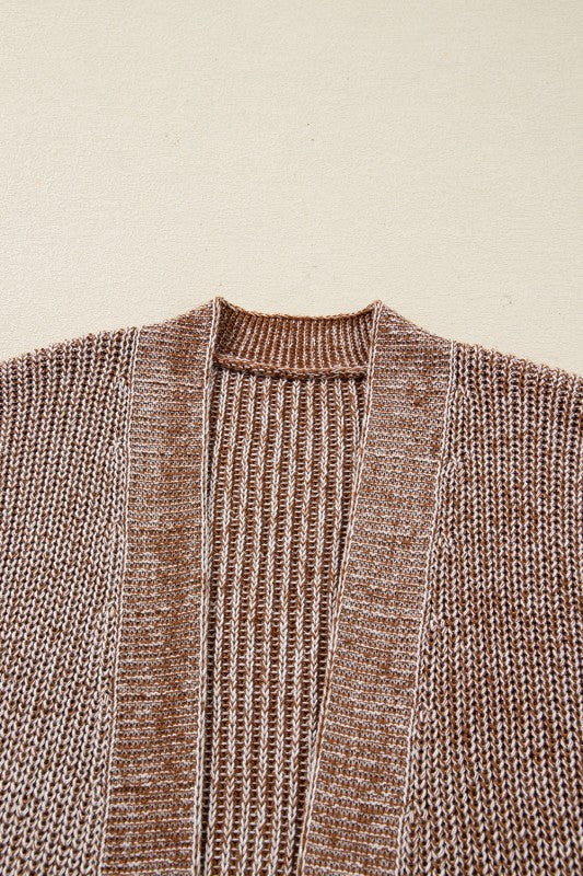 Solid Knit Open-Front Pocketed Cardigan