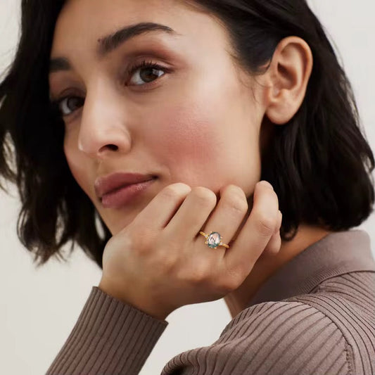 Anillo elegante de ágata musgosa