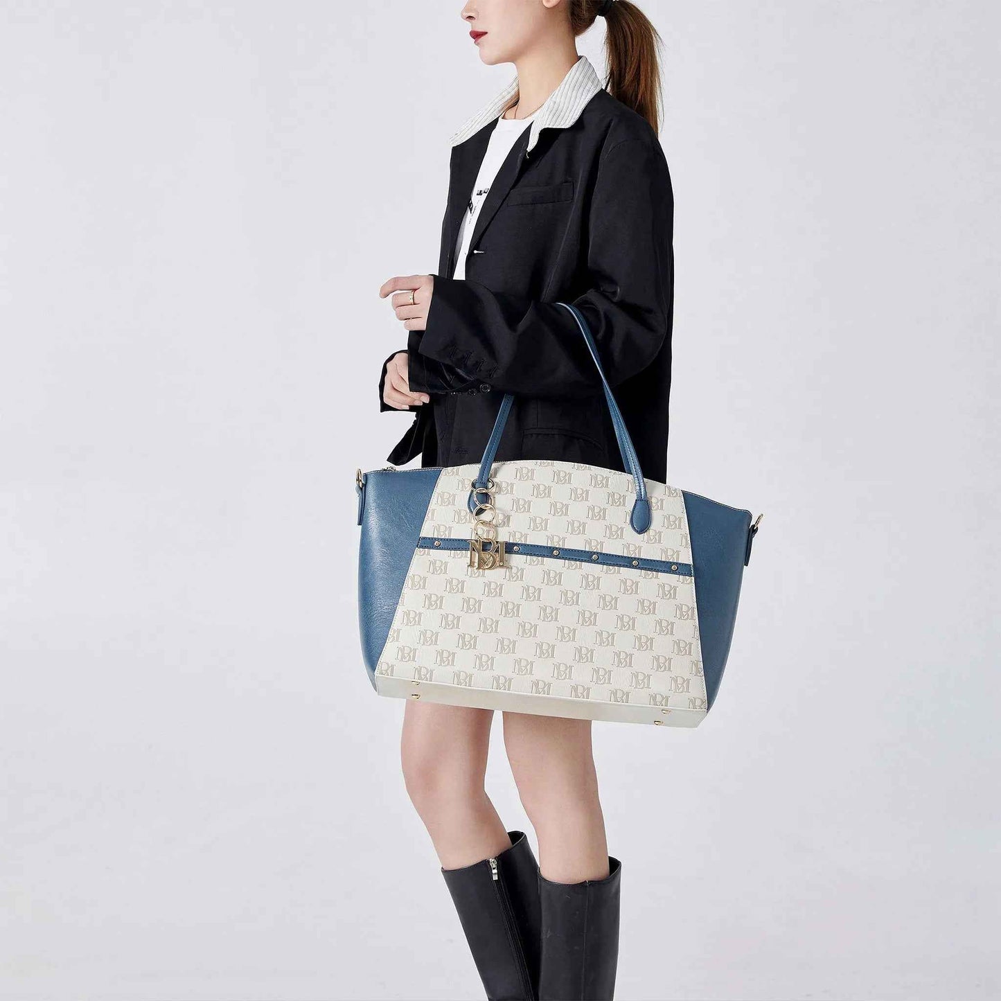 Caroline Vegan Leather Monogram Weekender Duffel Bag