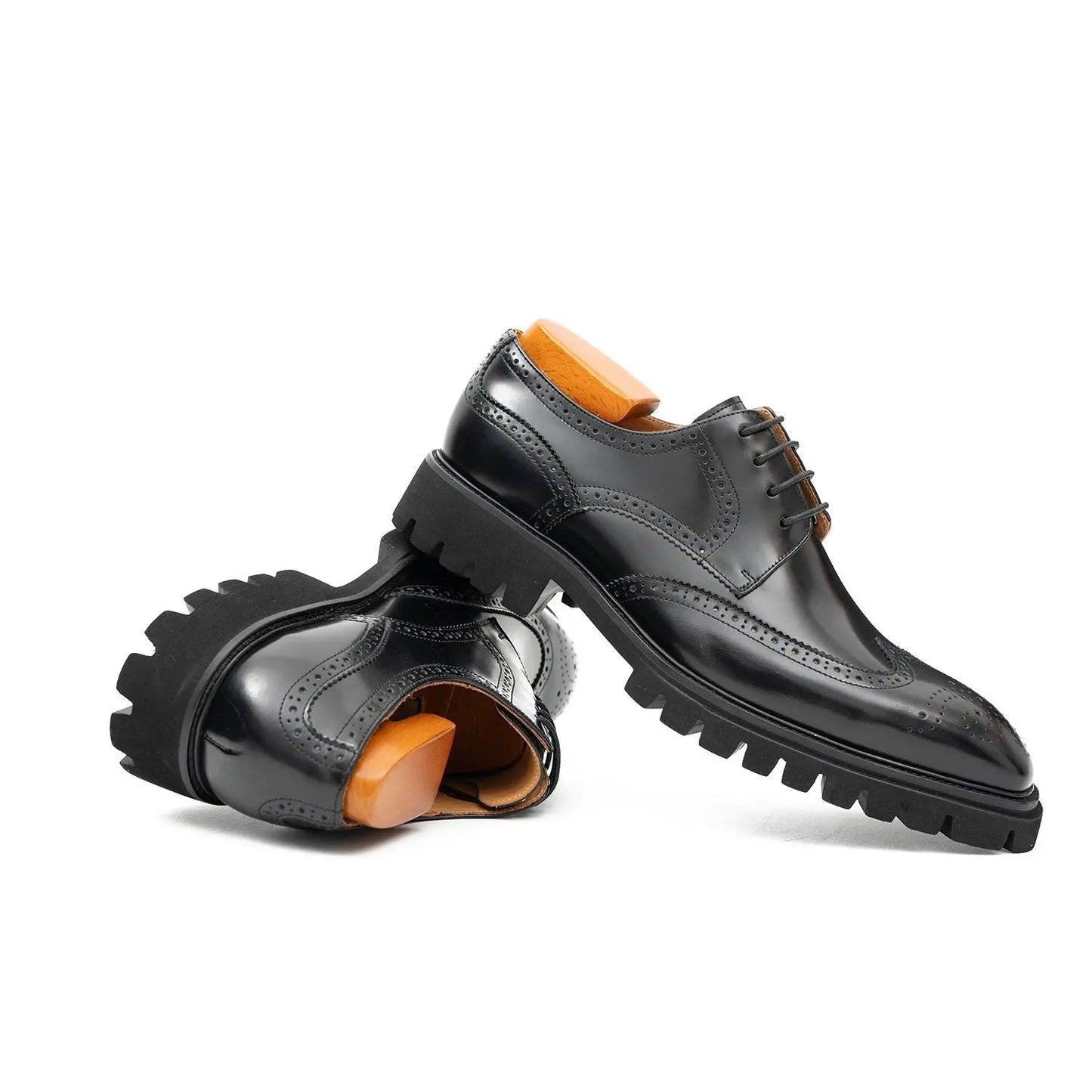 Black derby brogue shoes