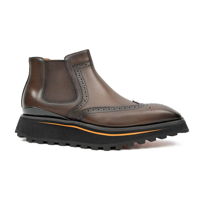 Brogue Thick-Soled Chelsea Boot 2891 Coffee