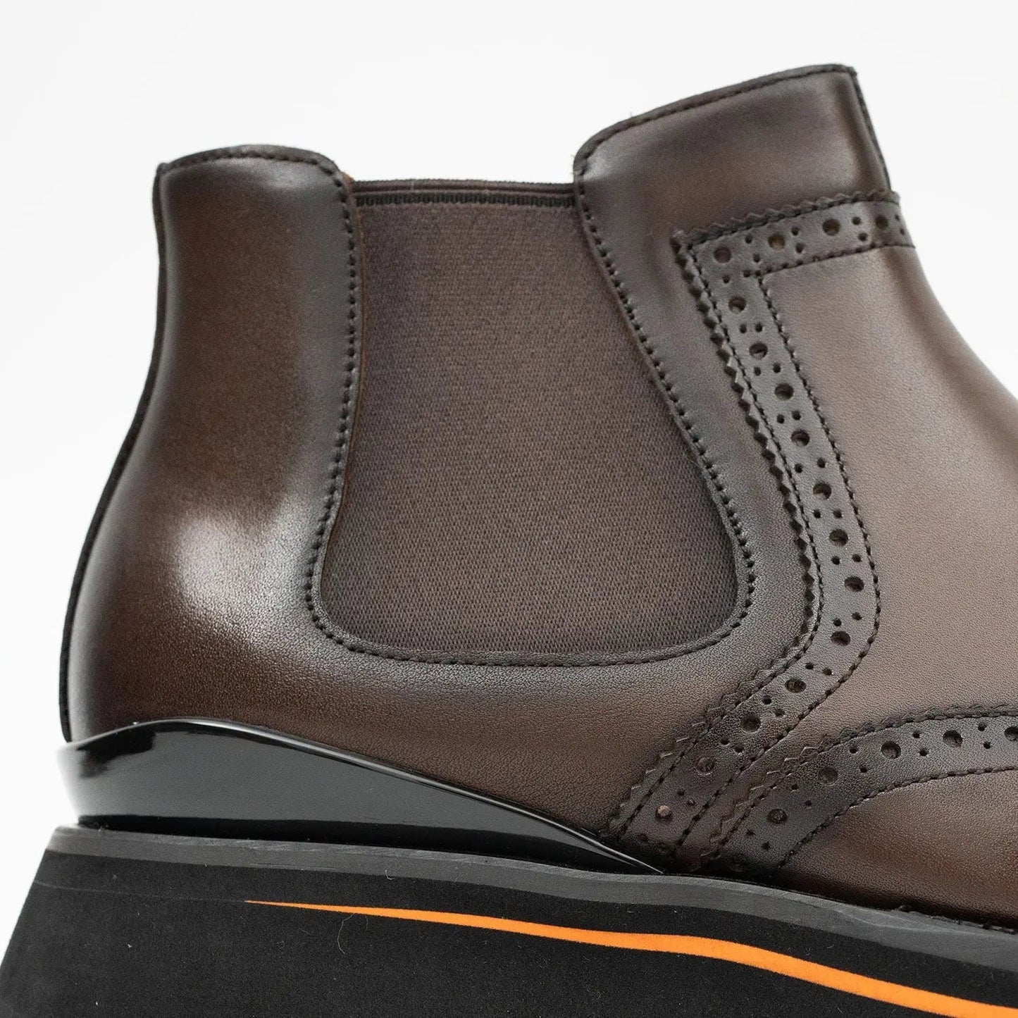 Brogue Thick-Soled Chelsea Boot 2891 Coffee