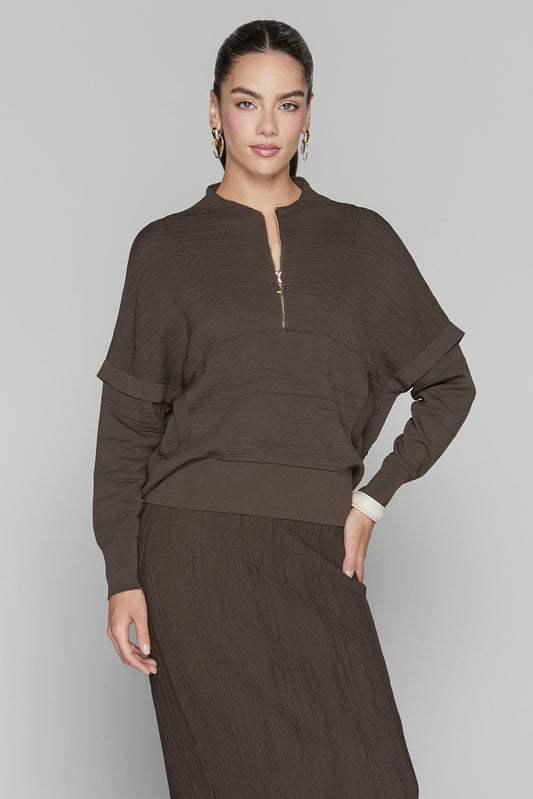 Canton Zip Top in Cocoa