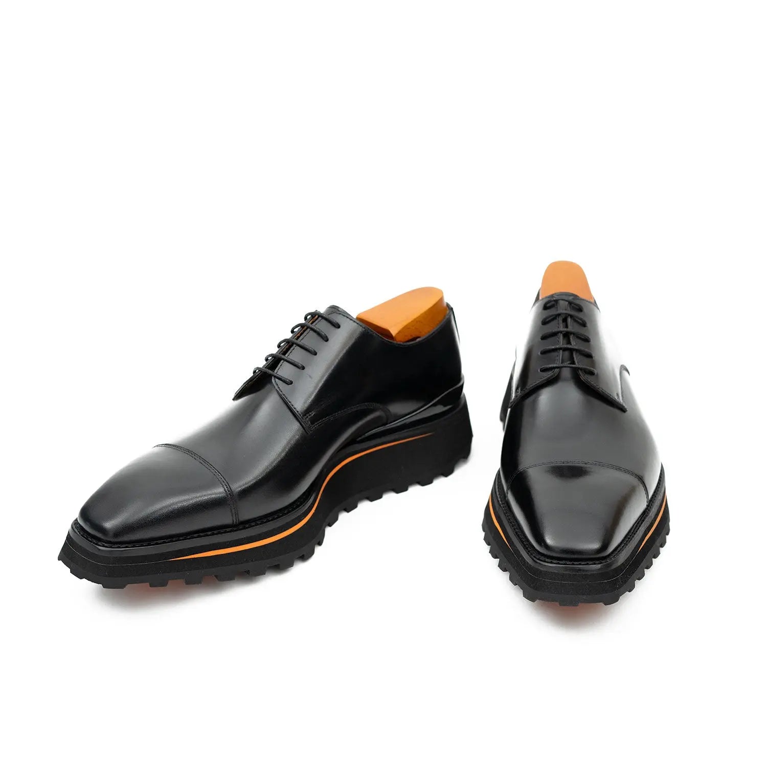 Calf leather dress three quarters derby shoes Black