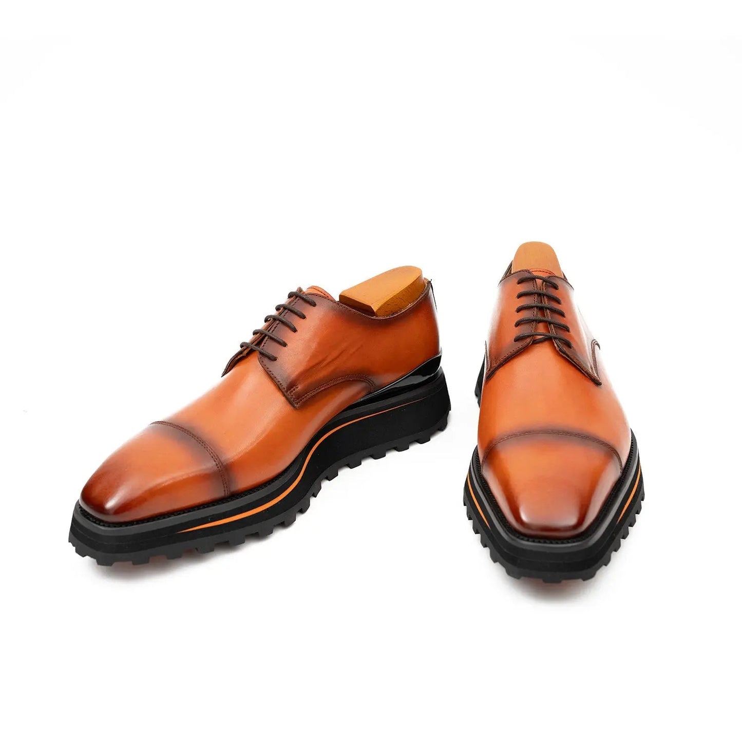 Calf leather dress three quarters derby shoes Brown