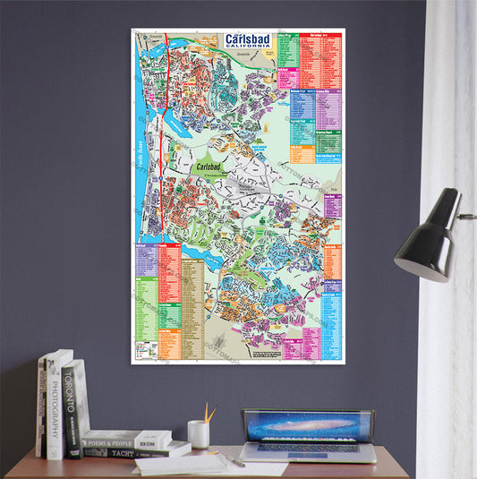 Carlsbad Map, San Diego County, CA -  POSTER PRINTS