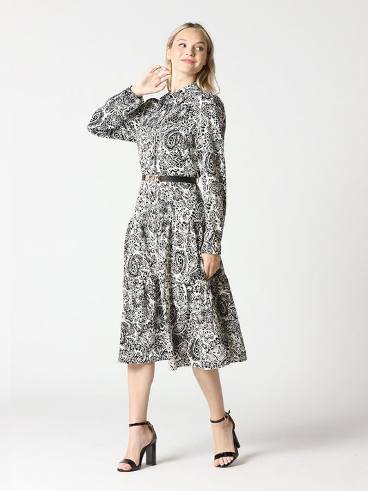 Gracia Paisley Print Flare Dress D34593