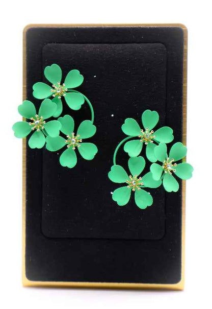 Green Blooms Earrings – Luxury Green Floral Statement Earrings