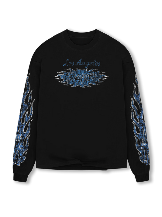 SAMPLE SALE- Distressed Blue Flame Long Sleeve