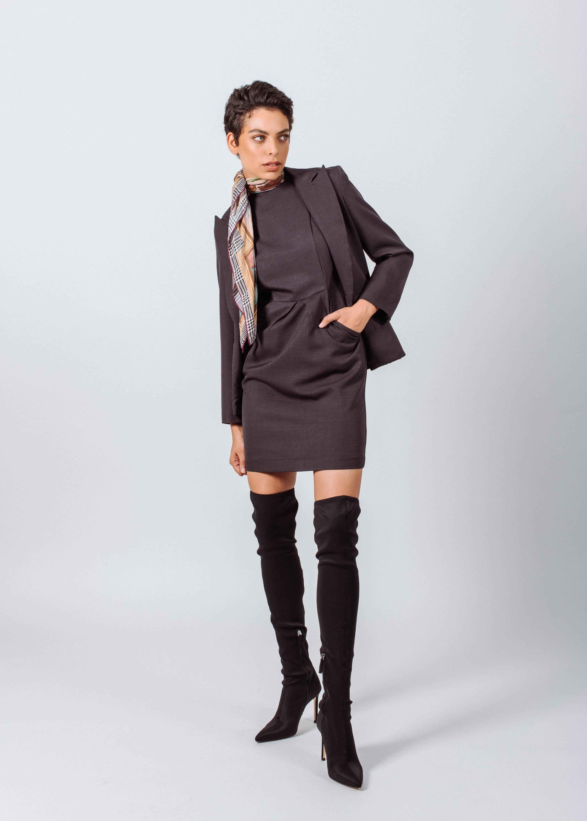 Luxe Charcoal Blazer – Women’s Tailored Office Jacket