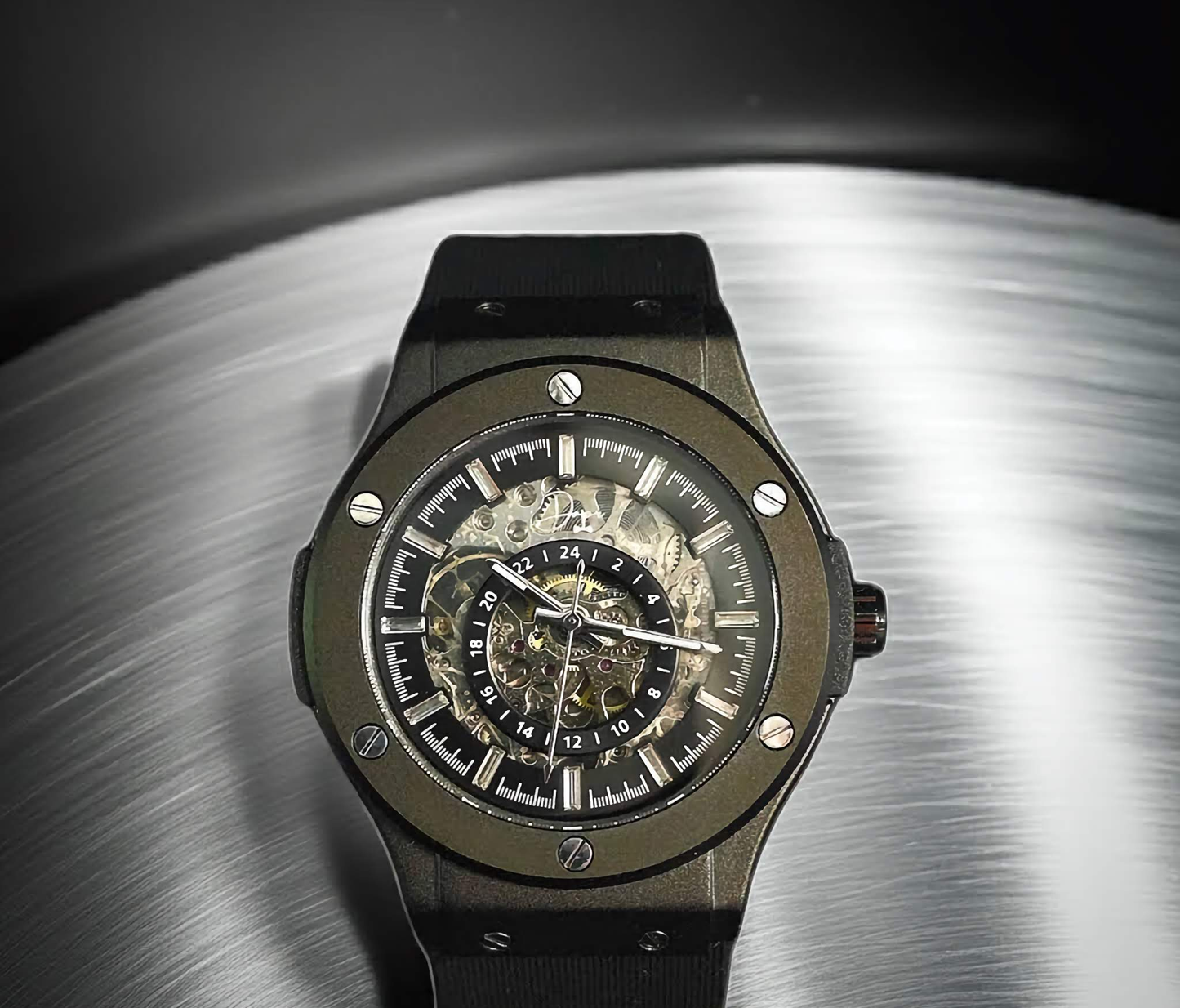 The 199 Gunmetal -Skeleton Automatic Luxury Watch by Dapr