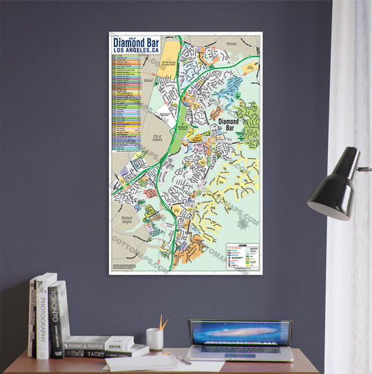 Diamond Bar Map, Los Angeles County, CA - POSTER PRINTS