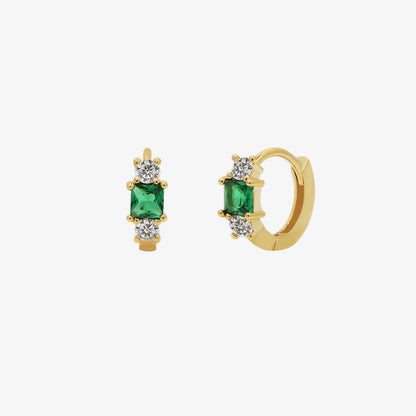 Green Onyx Huggie Earrings-0