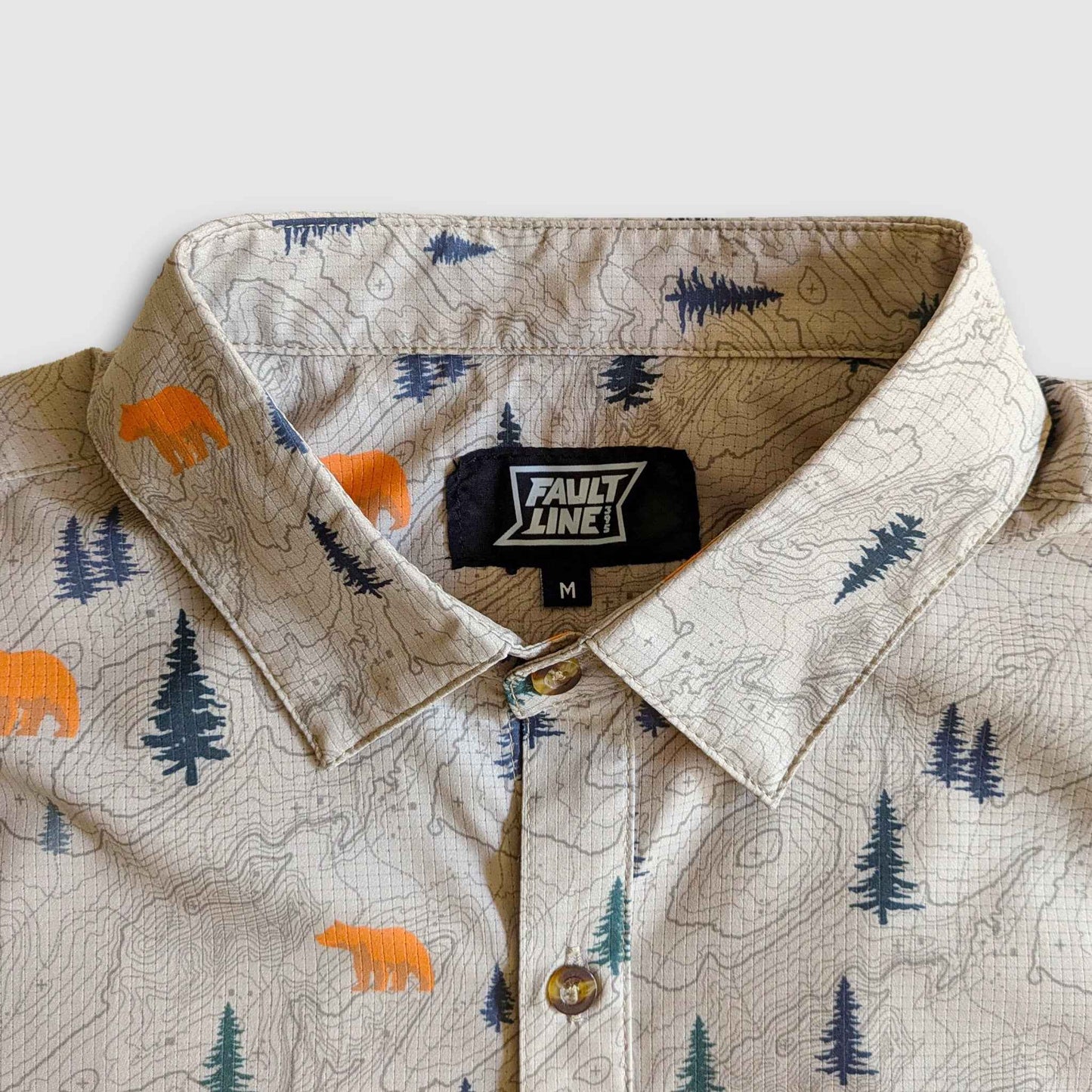 Langley Performance Button Up Shirt - Khaki/Bear