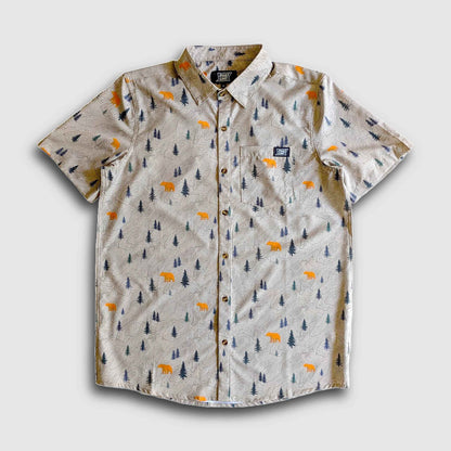 Langley Performance Button Up Shirt - Khaki/Bear