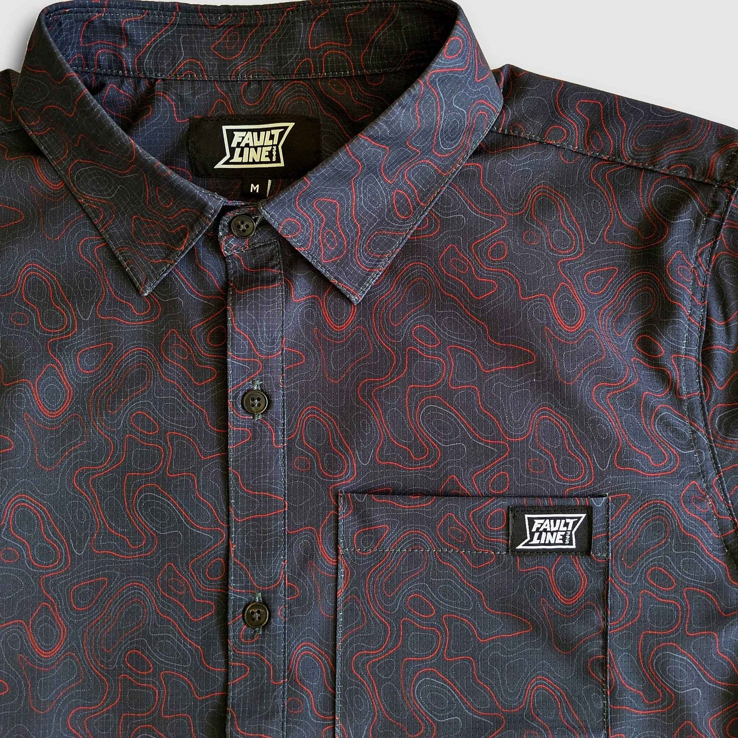 Langley Performance Button Up Shirt - Carbon/Topo