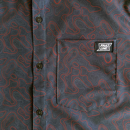 Langley Performance Button Up Shirt - Carbon/Topo