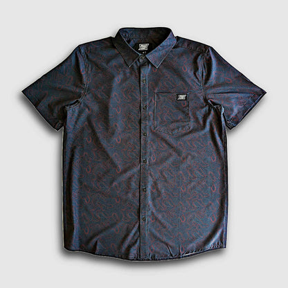 Langley Performance Button Up Shirt - Carbon/Topo