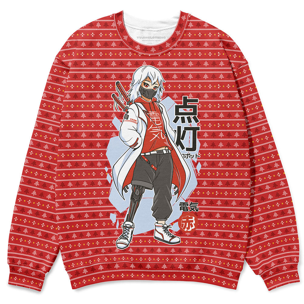 Sudadera fea navideña de samurái de anime