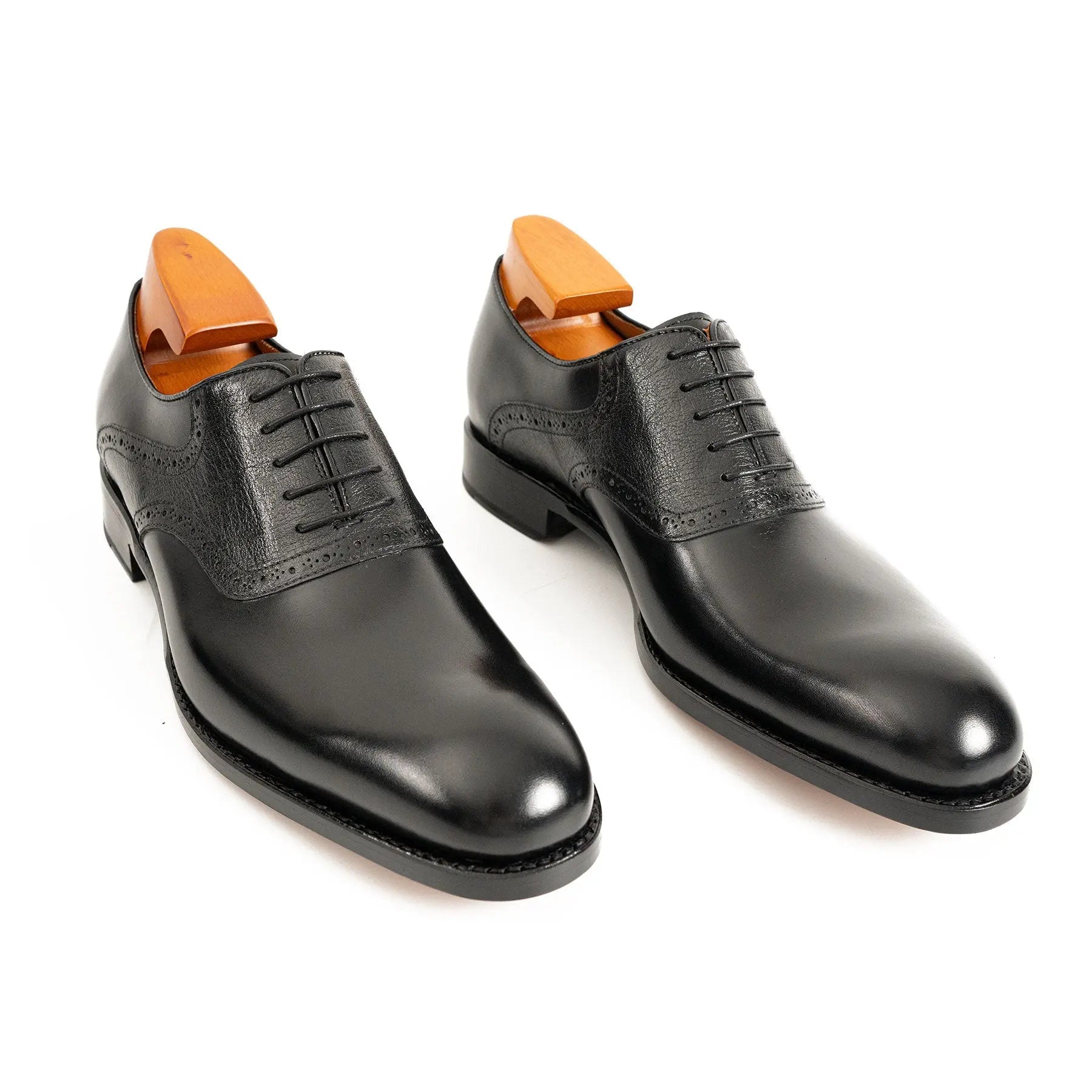 Goodyear Welted Oxford Shoes in Black Leather