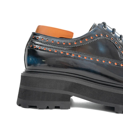 Handmade Chunky - sole Brogue Shoes Blue