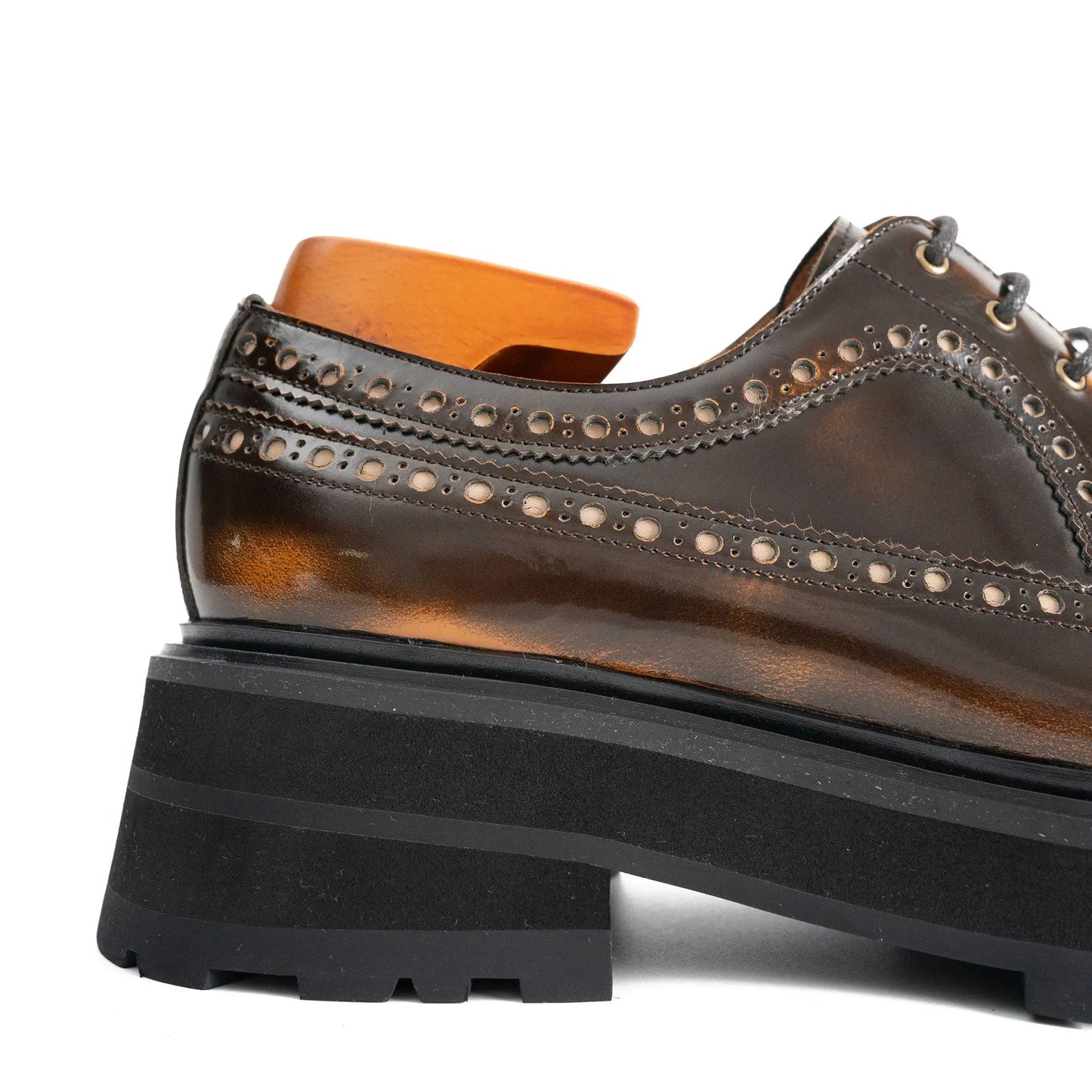 Handmade Chunky - sole Brogue Shoes Brown