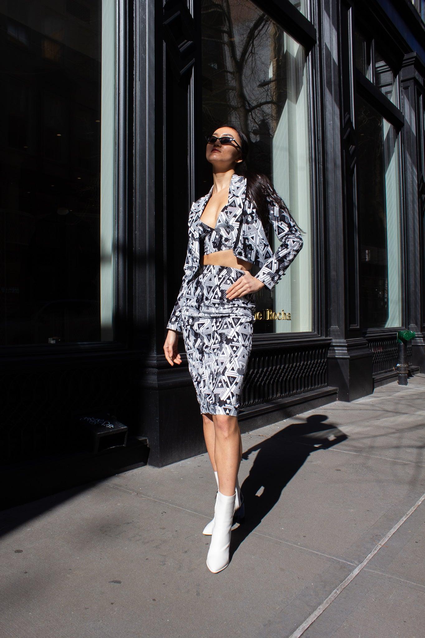 Falda tubo geométrica Amour: falda ajustada y elegante para mujer