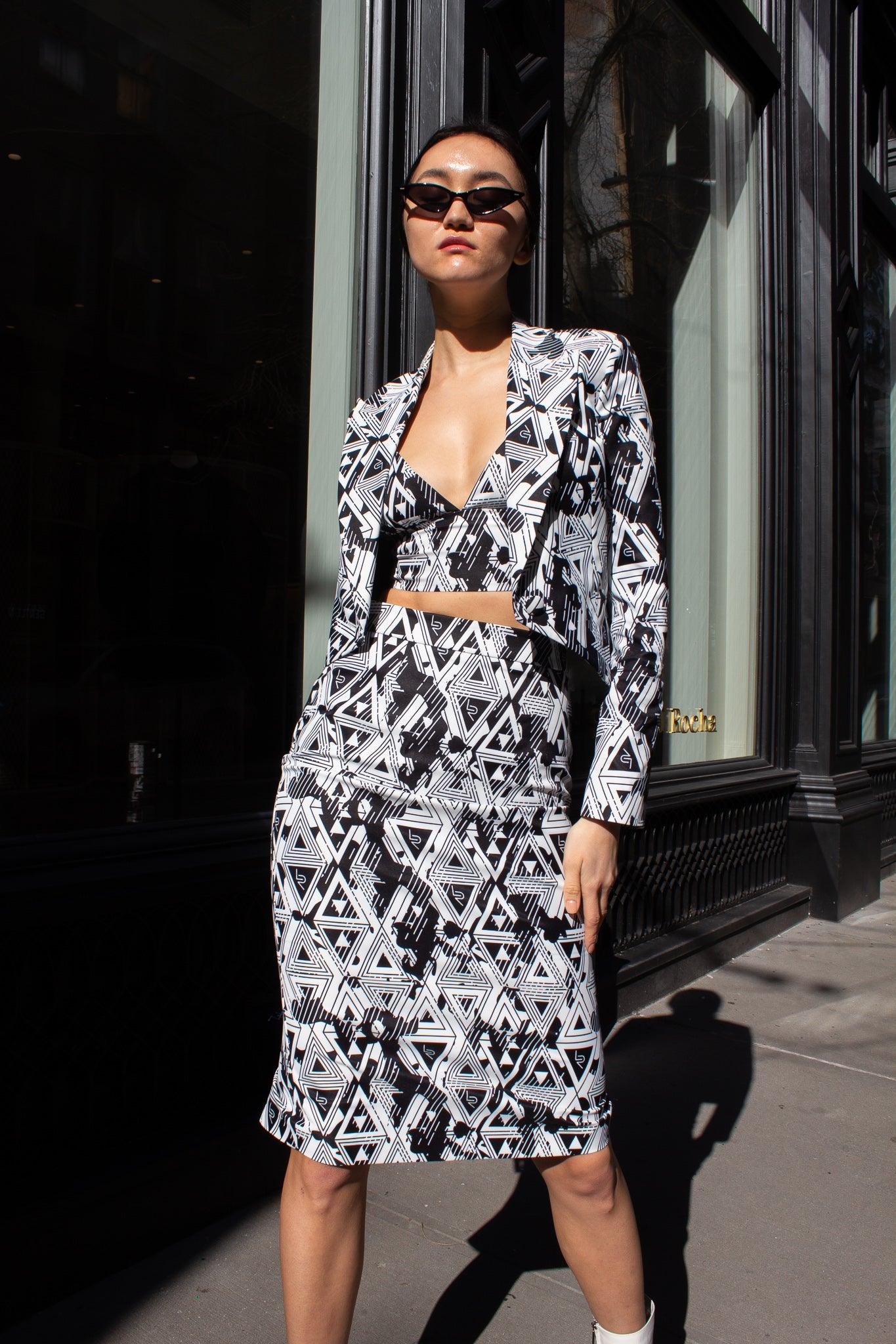 Falda tubo geométrica Amour: falda ajustada y elegante para mujer