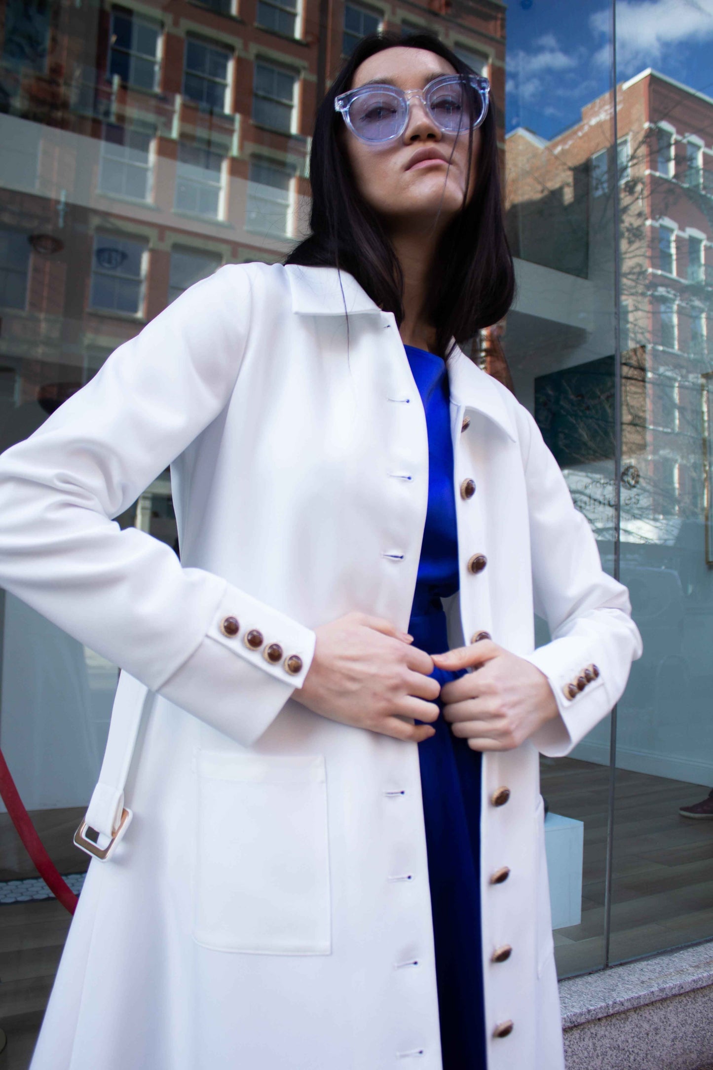 Monique White Coat – Women’s Elegant Long Coat