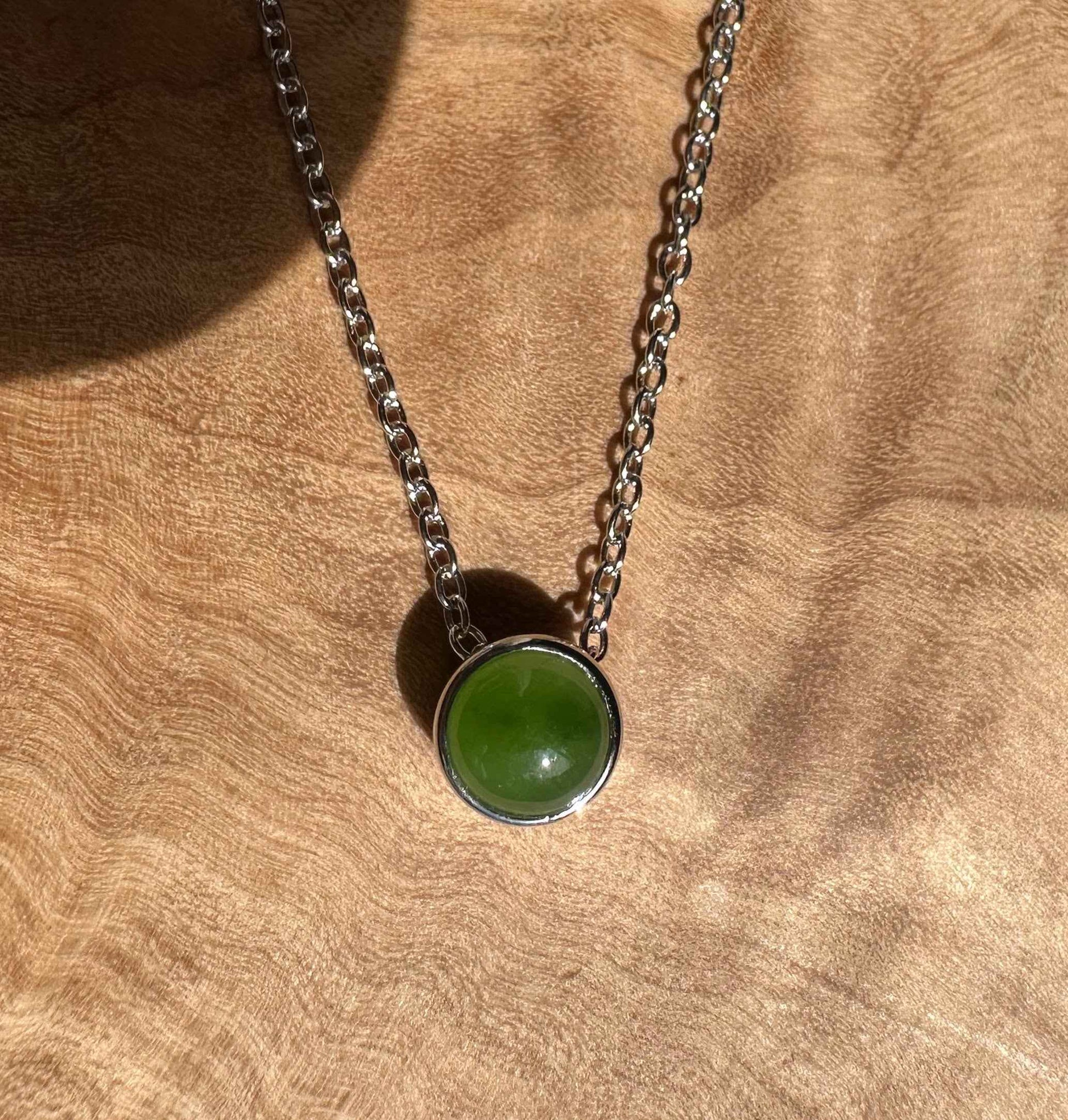 6mm Canadian Jade and Silver Pendant - 5826