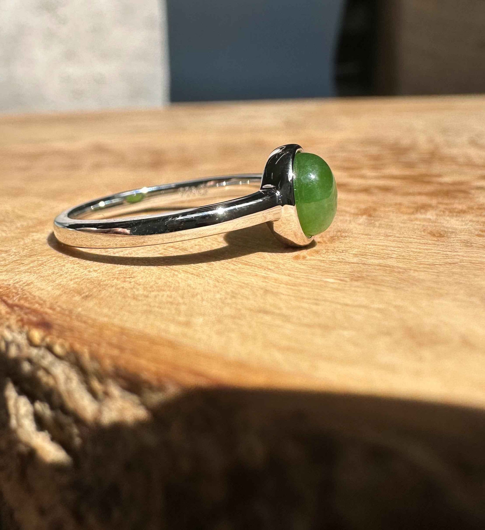 Jade and Silver Ring 6mm - 2417