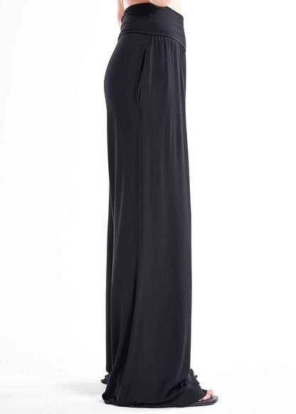 LavaNera Palazzo Black Jersey Viscose Pants
