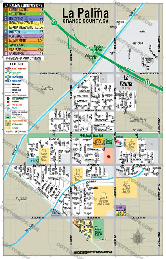 La Palma Map, Orange County - POSTER PRINTS