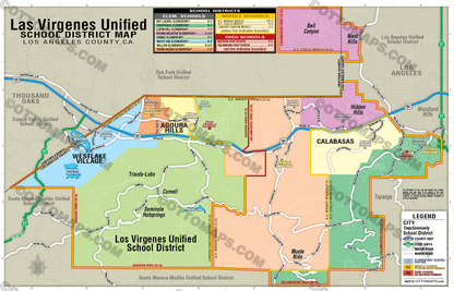 Las Virgenes Unified School District Map, Los Angeles County, CA - POSTER PRINTS
